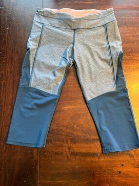 lululemon athletica Heather Gray and Navy Blue Capri Leggings
